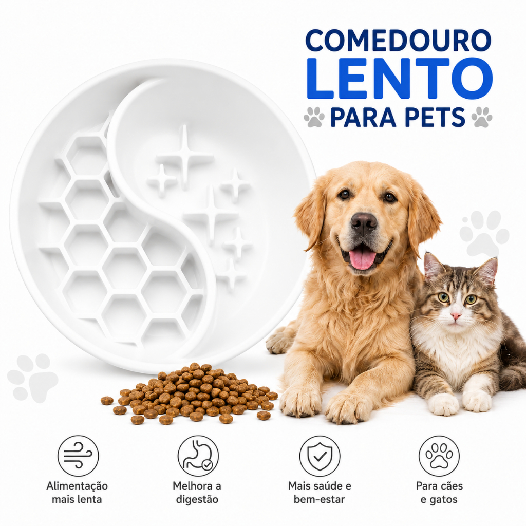 Comedouro Lento para Cães e Gatos Anti Engasgo Alimentação Lenta Pet Plástico Resistente