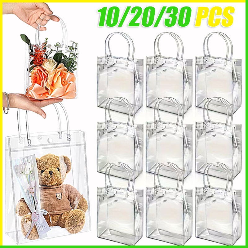 10/20/30 PCS Sacos Plásticos Transparentes para Embalagem de Doces Sacos de Presente Reutilizáveis para Biscoitos
