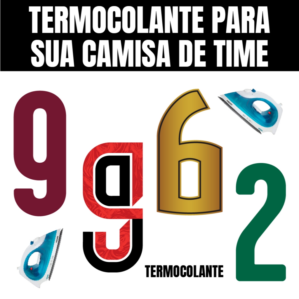 Termocolante números e nome DTF para camisas de time Personalize com ferro de passar