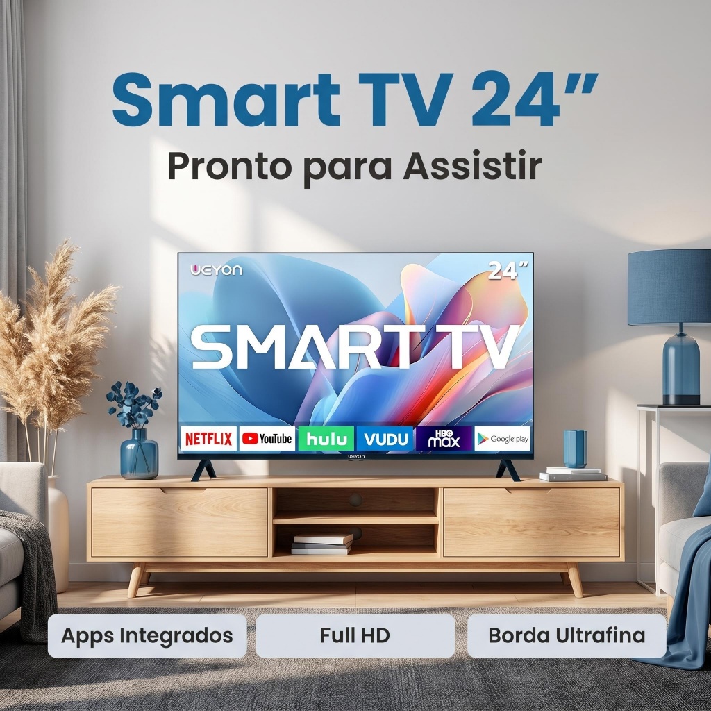 TV 24 Polegadas Smart TV Android 14 HD 1366x768 LED
