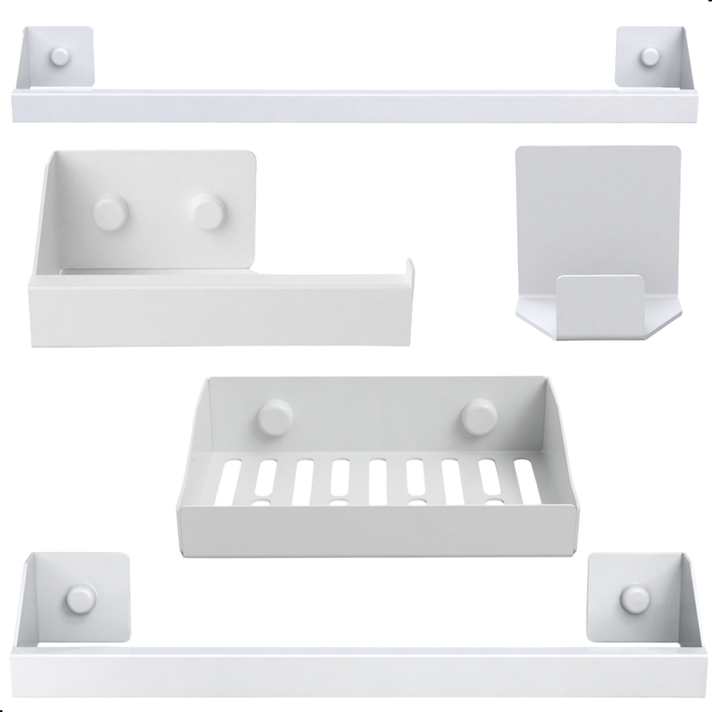 Kit Acessórios Para Banheiro Branco 5 Peças Master Slim DF