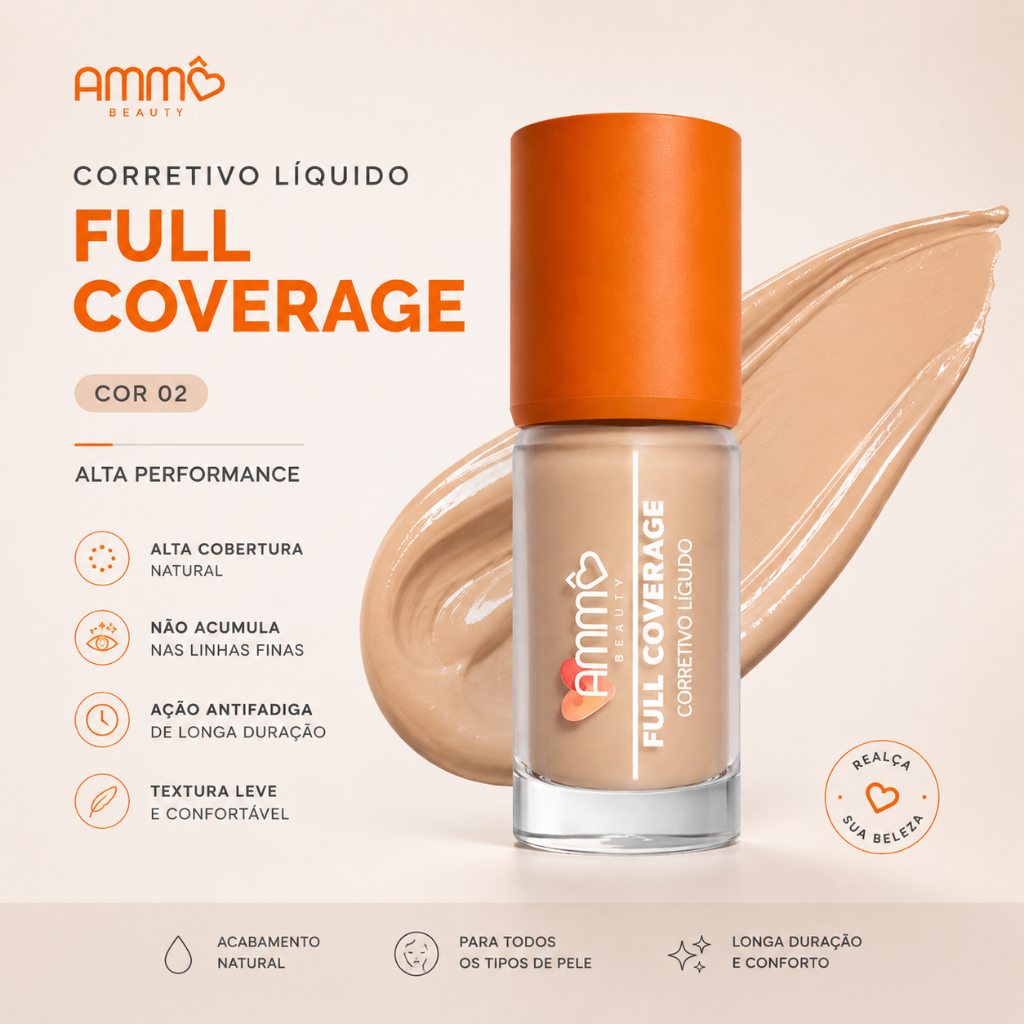 Corretivo líquido Alta Cobertura - Ammô Beauty Cor02 | Full Coverage