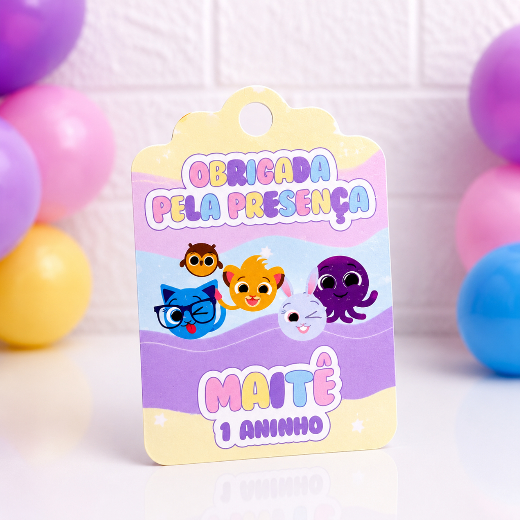 Tag Personalizada para Lembrancinha Aniversario Infantil Bolofofos Menina