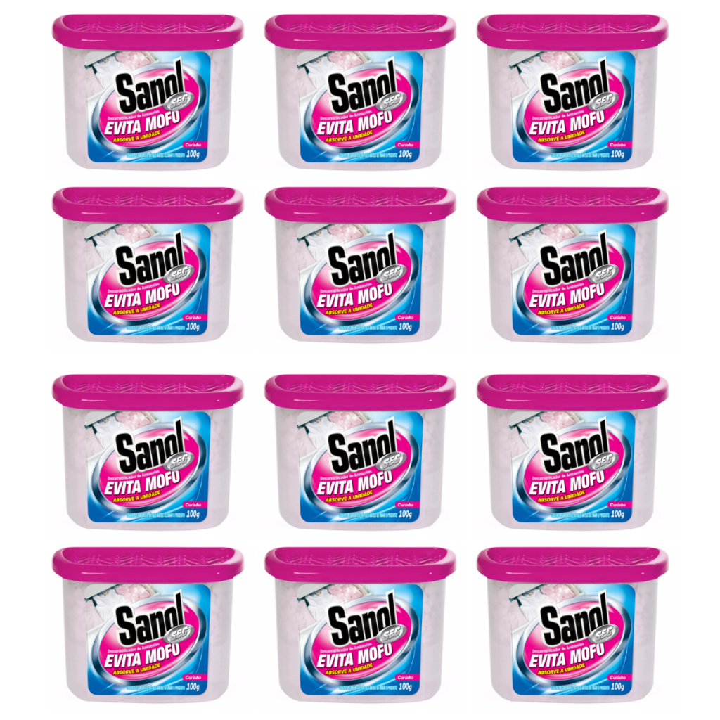 KIT 12 Antimofo Evita Mofo Desumidificador Sanol 100g