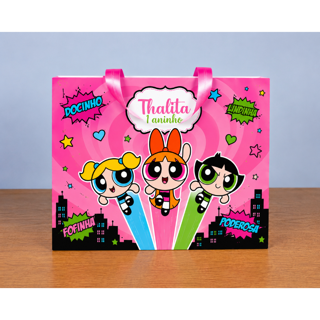 Sacola Personalizada | Sacolinha | Lembrancinha | Mimos | Aniversário PEGUE E MONTE MENINAS SUPER PODEROSAS