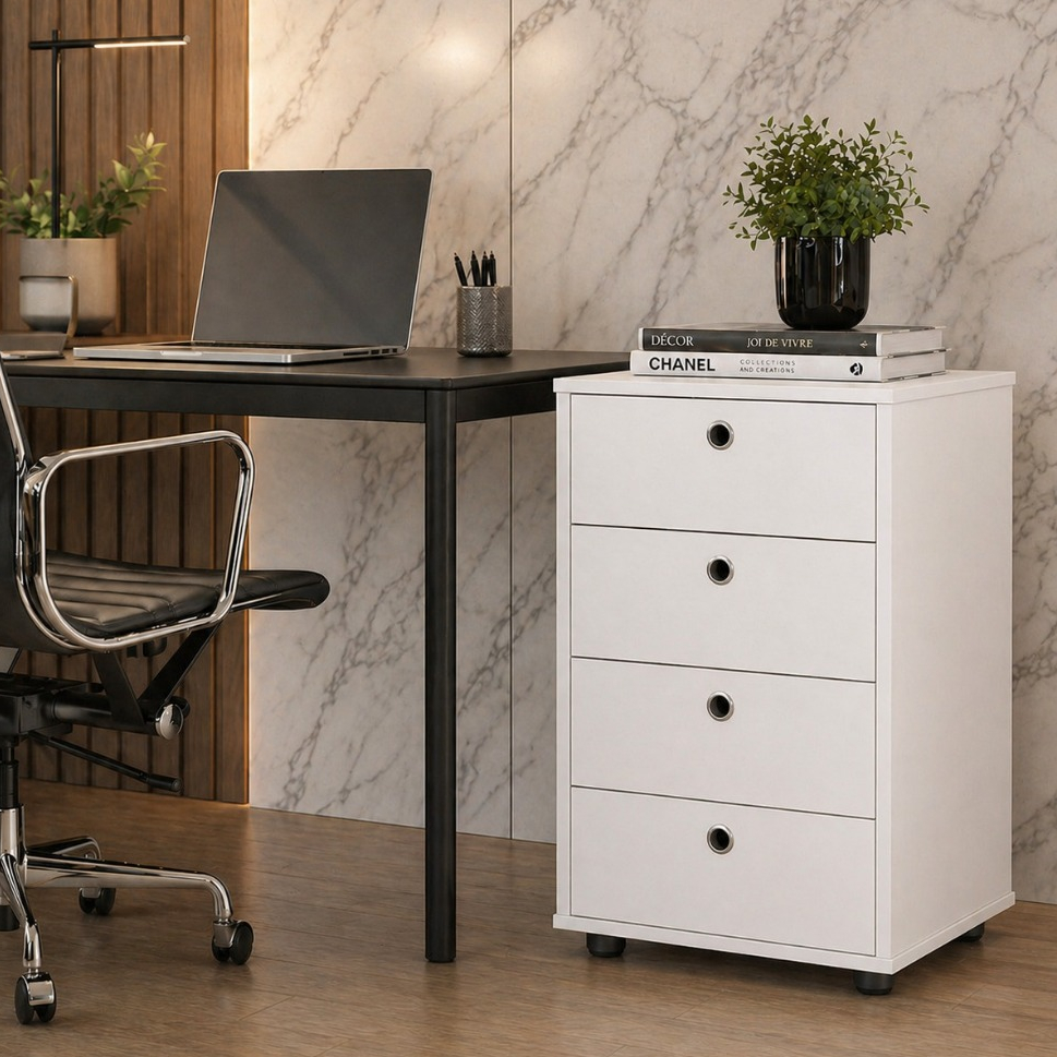 OFERTA Mesa Cabeceira 4 Gavetas Quarto Armarinho Escritório Organizador Multiuso Cor
