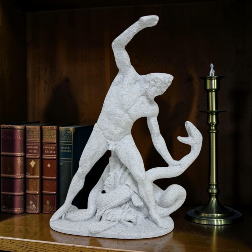 Escultura Hércules Lutando Contra Aquelau 17cm Figura Decor | mitológica | decoração clássica