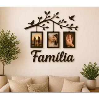 Quadro Decorativo em MDF 15x21– Árvore com Molduras para Fotos de Família