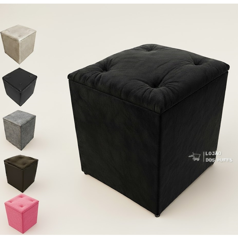 PUFF COM BAÚ SUEDE VELUDO LUXO PREMIUM DECORATIVO BANQUETA PENTEADEIRA CASA SALA QUARTO PROMOÇÃO PB.