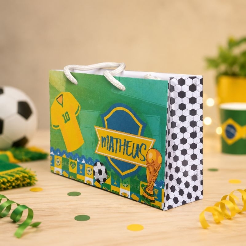 Sacola Personalizada Copa do Mundo Futebol Lembrancinha Festa Infantil