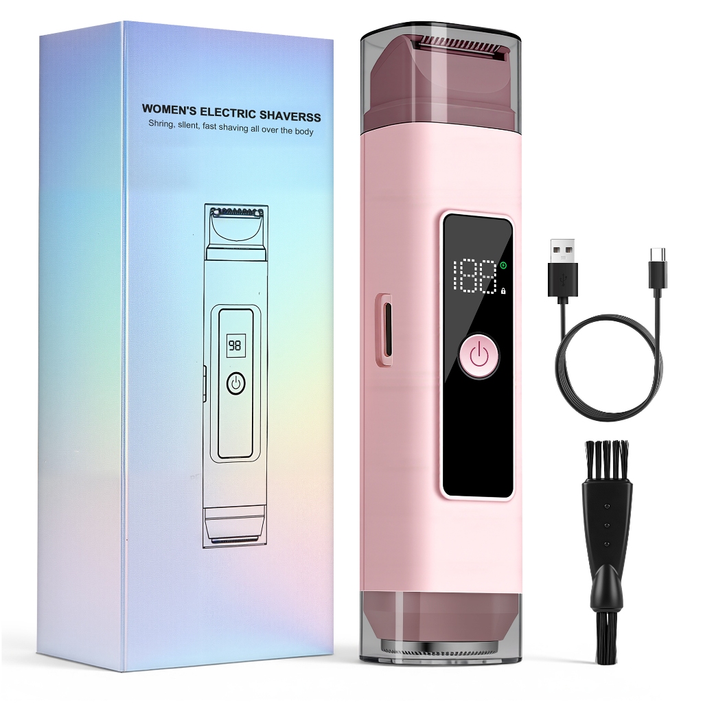 2 em 1 Depilador Elétrico Feminino Rosa IPX6 USB-C Corpo Inteiro Biquíni Pernas