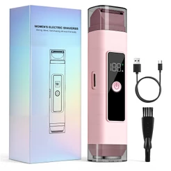 2 em 1 Depilador Elétrico Feminino Rosa IPX6 USB-C Corpo Inteiro Biquíni Pernas