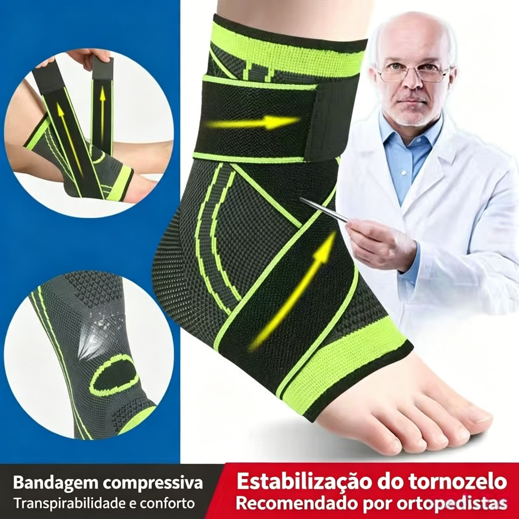 Tornozeleira Esportiva com Bandagem de Compressão - Prevenção de Torções, Alívio de Dor, Uso Diário e Treinos