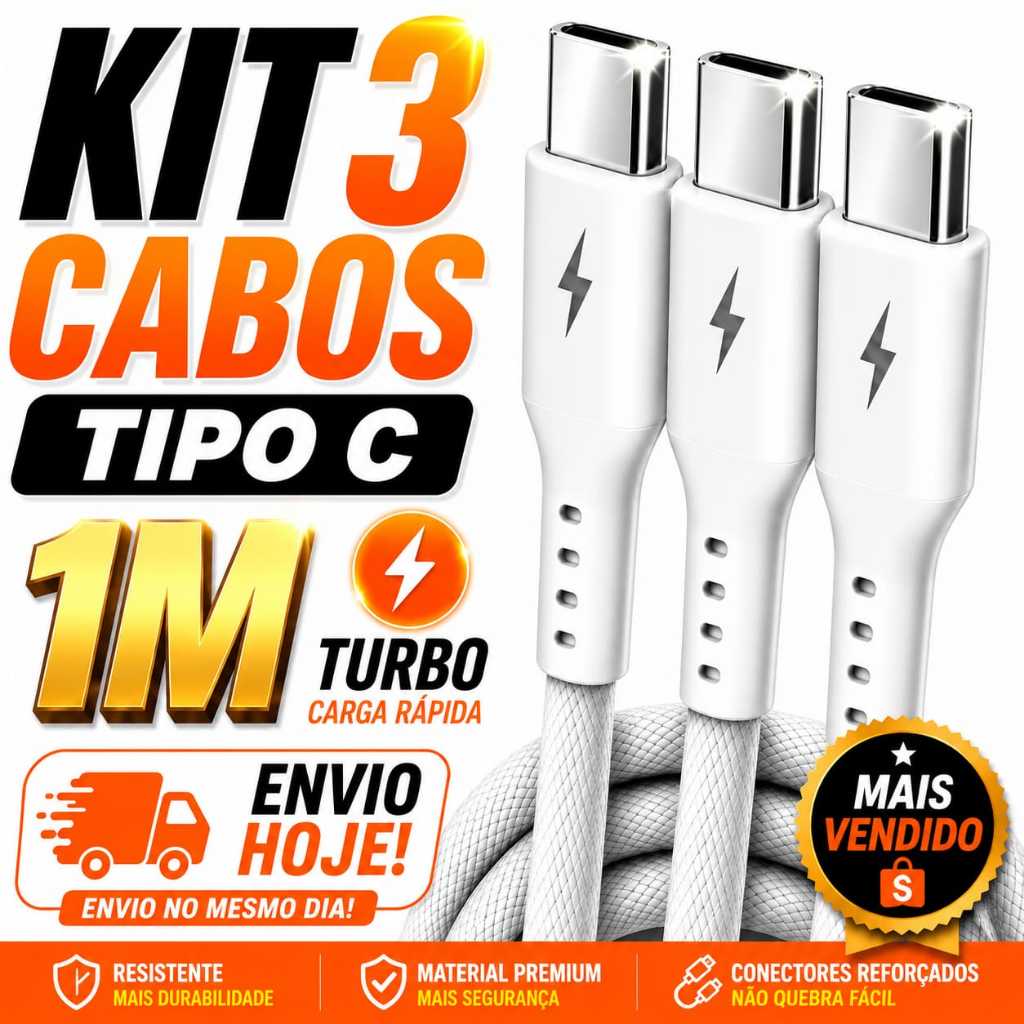 kit 3 cabos tipo c