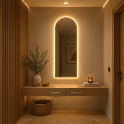 Espelho Portal Led Amarelo Decorativo Grande Corpo Inteiro 110x50cm Sala Quarto Hall