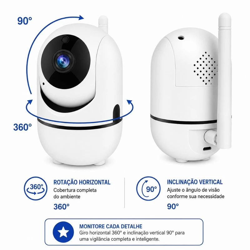 Babá Eletrônica Wi-Fi 1080p com Visão Noturna Infravermelho e Microfone — foto 4