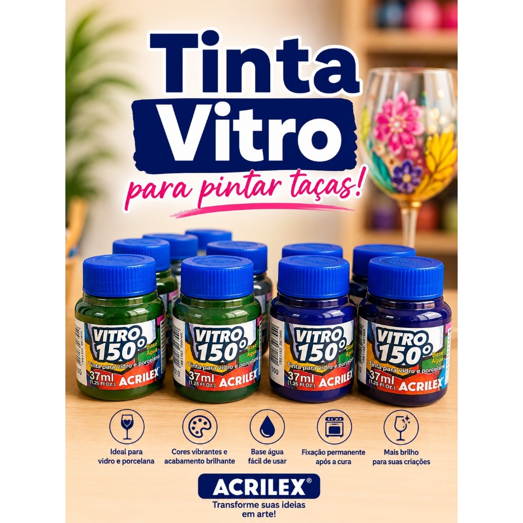 Tinta Vitro para Taças / Porcelana / Cerâmica Vitro 150 37ml Acrilex