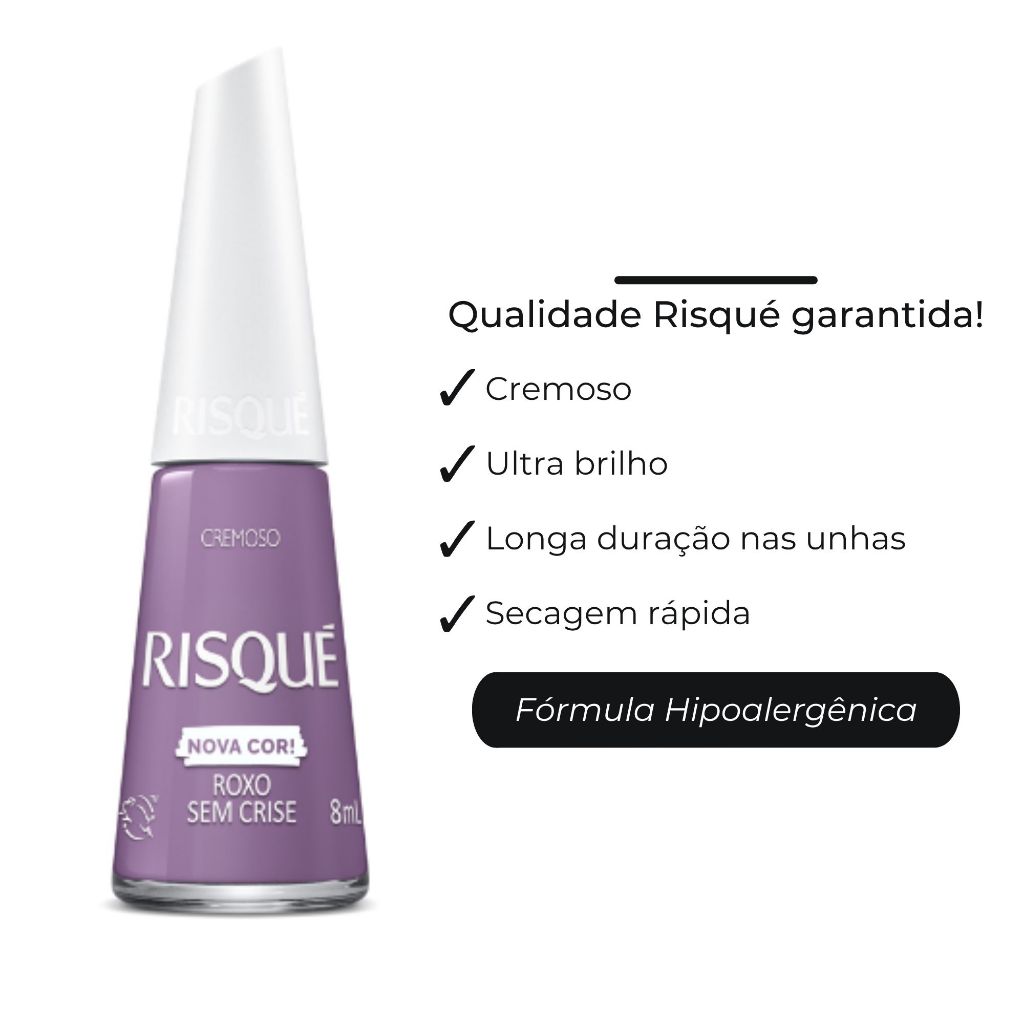 Kit Esmaltes Risqué Tons Cores Roxas Lilás Cremosas 8ml Esmalte Roxo Sem Crise Jujuva Lavanda — imagem 2 de 2