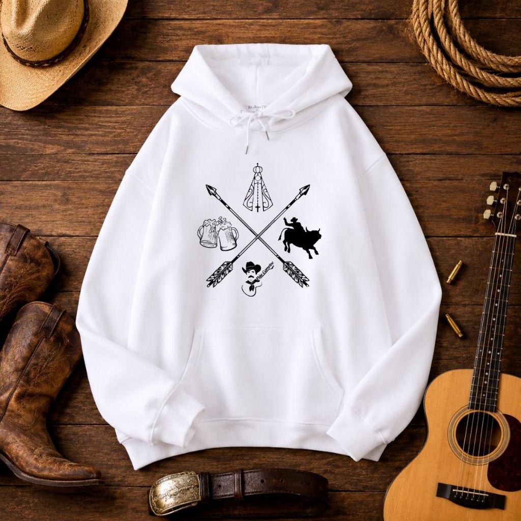 Moletom Blusa De Frio Casaco Unissex Nossa Senhora Tião Carreiro Boiadeiro Inverno Moda Casual Básico Estampado Forrado