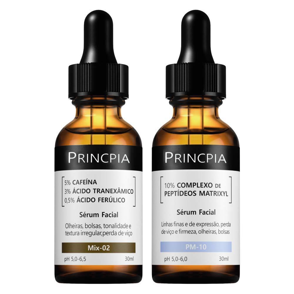 Princpia Kit 2 Séruns Princpia Peptídeos + Mix-02 : Cafeína + Ácidos Tranexâmicos e Ferúlico | Antienvelhecimento