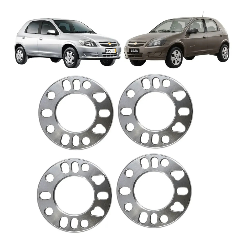 Kit 4 Espaçador 7mm Alargador Roda Celta 4x100 4 E 5 Furos