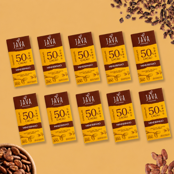 Chocolate 50% cacau MINEIRINHO - PACK 10 tabletes de 20g - NOVO PESO