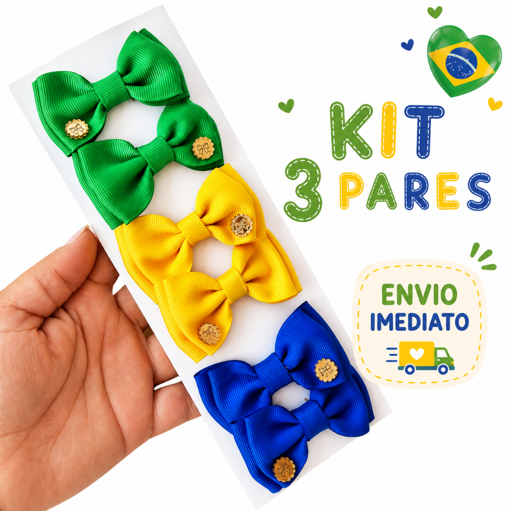 Parzinho Da Copa Seleção Brasileira No Bico De Pato /Presilha Menina Copa Do Mundo Confortavêl Basil