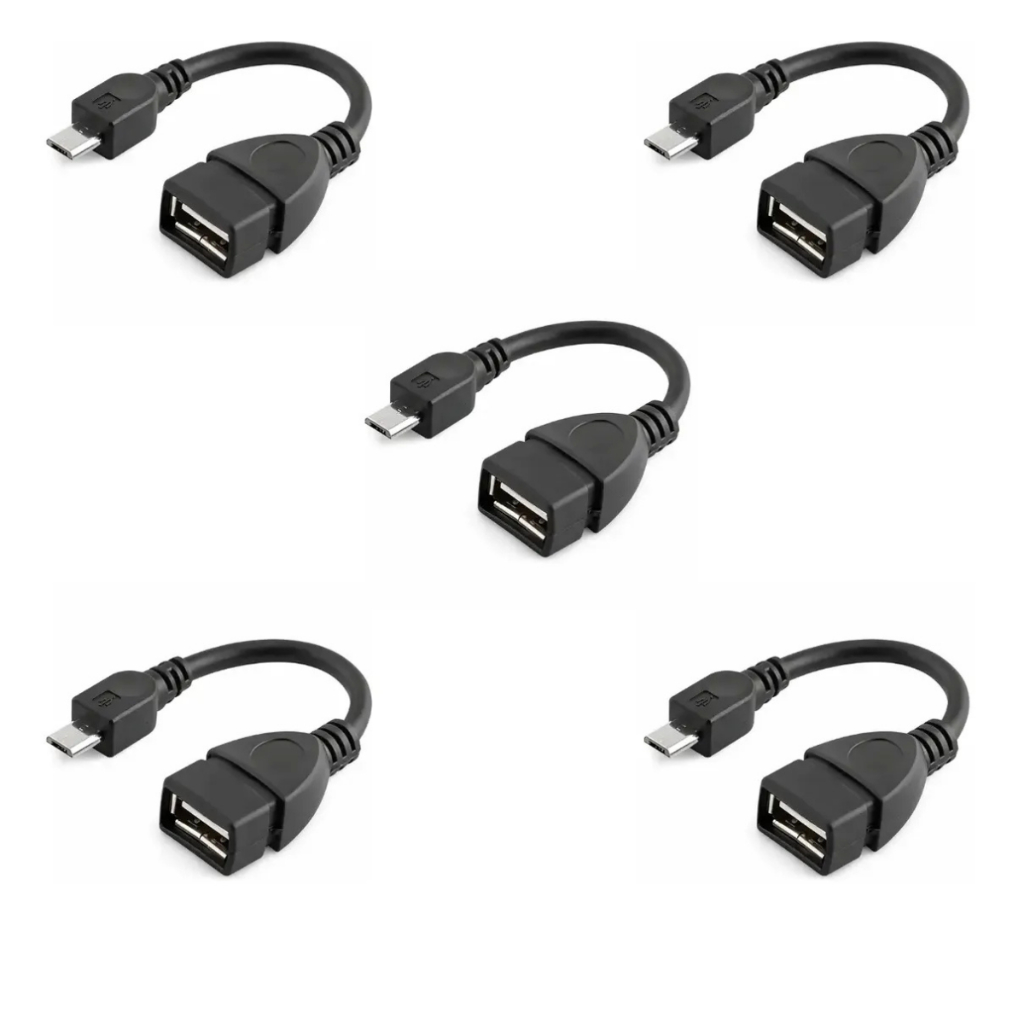Kit 5 Cabo OTG Micro USB V8 Conecta Pendrive no Smartphone Android