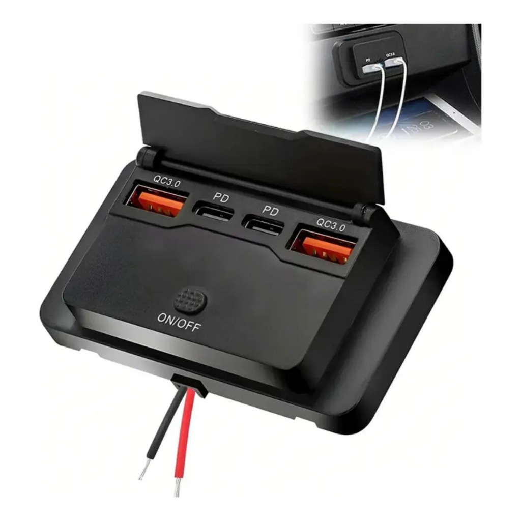 Porta Carregador Usb Tipo C Pd Qc3.0 12/24v Voltímetro.