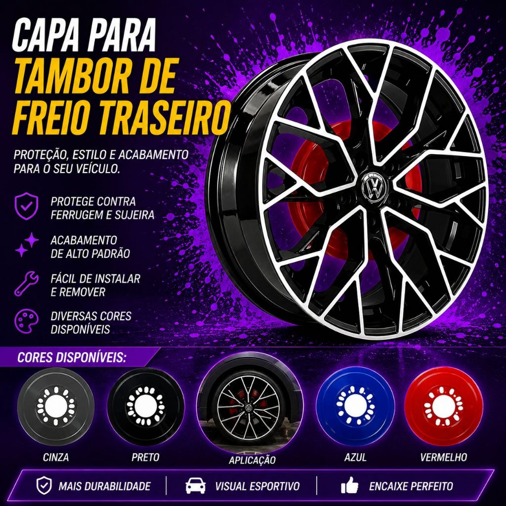 Capa Freio Tambor Pinça Disco Freio 1 Par Universal Roda Traseira