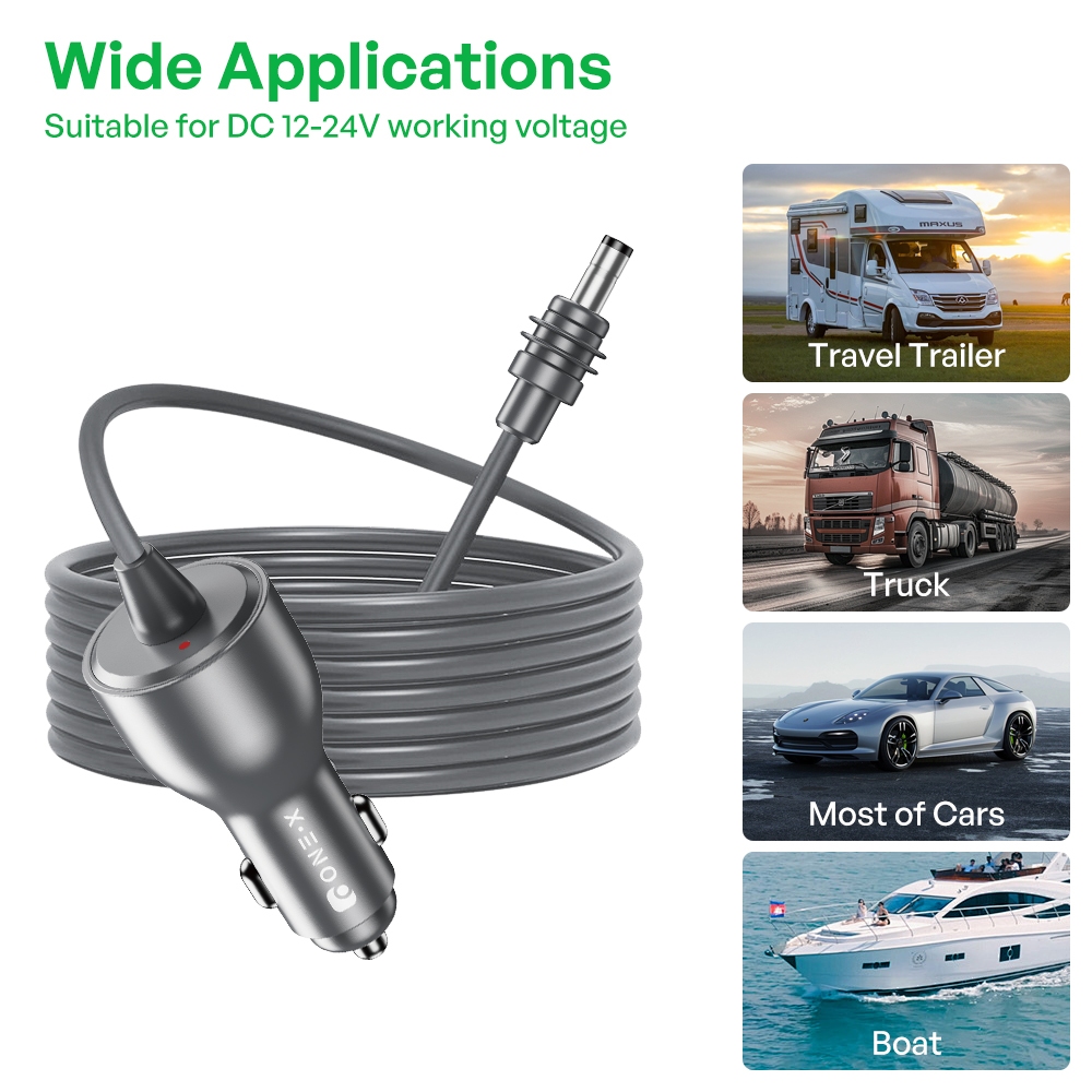 Carregador Veicular para Starlink Mini, 12-24V, Cabo 2/3/5m, Bivolt para Carro e Motorhome