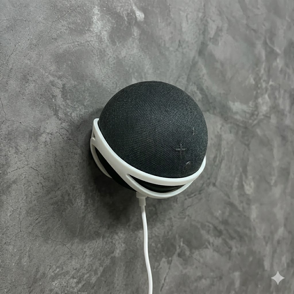 Suporte de Parede para Alexa Echo Dot 4 e 5 Organizador Universal Sem Furos Com Dupla Face Premium