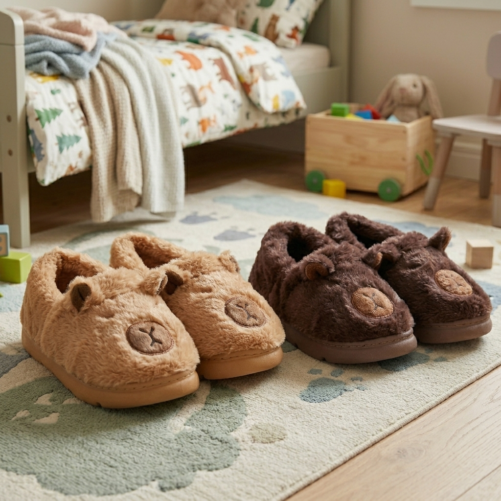 Pantufa Capivara Infantil Peluciada Antiderrapante Quentinha Macia Menino Menina