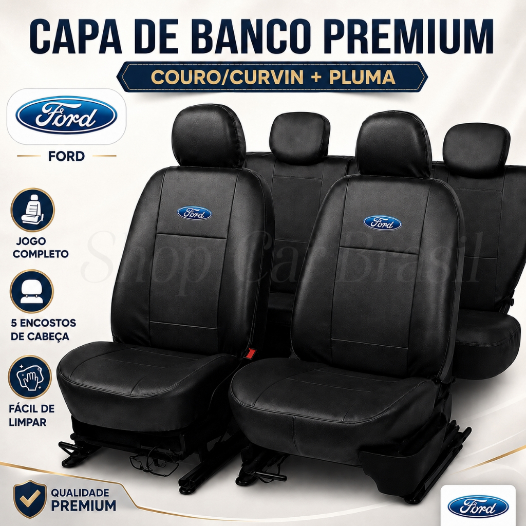 Jogo De Capas Para Banco De Carro Em Couro E Pluma Impermeável Ford Ka Fiesta Ecosport Focus Courier