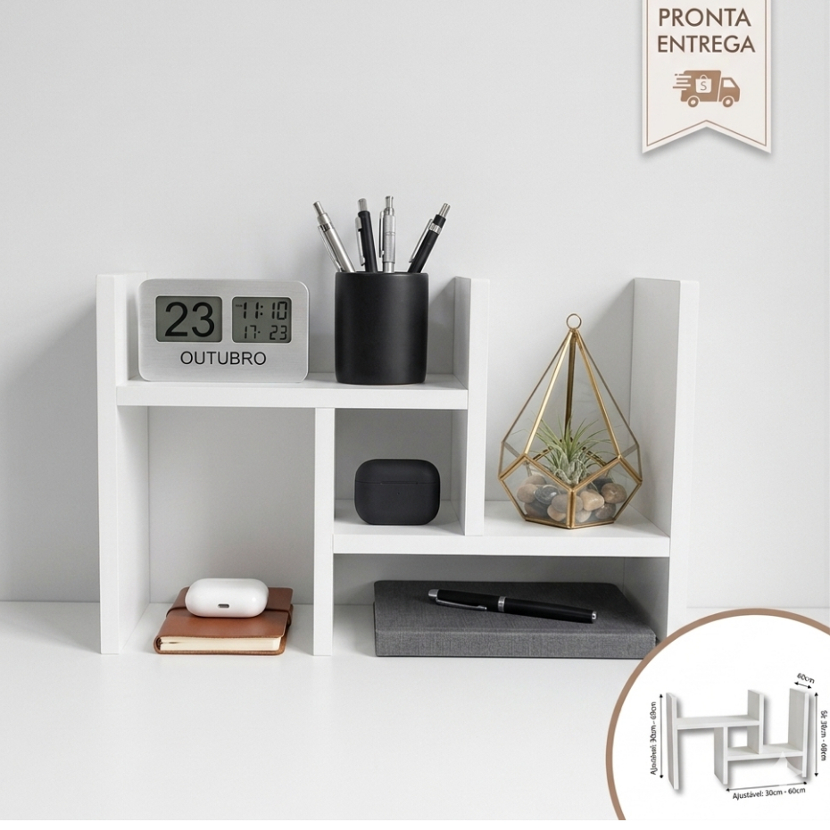 Par de Nicho Organizador Ajustável de mesa livros home office escritório
