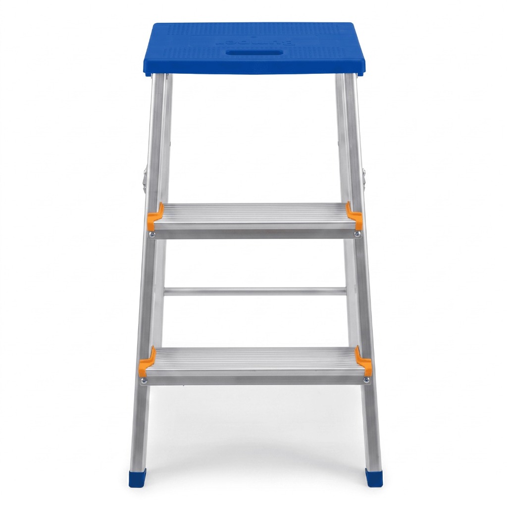 Escada Banqueta de Alumínio 2 Degraus + Patamar Dobrável BAQ003 Bumper