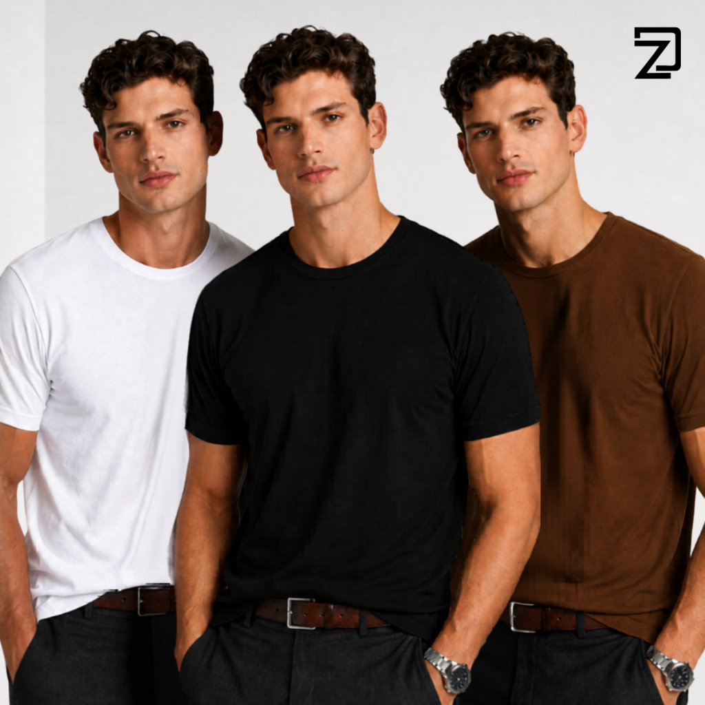 Kit 3 Camiseta Básica Masculina 100% Algodão Premium