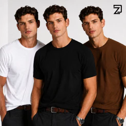 Kit 3 Camiseta Básica Masculina 100% Algodão Premium