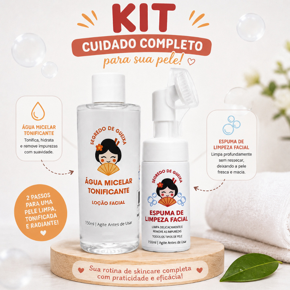Kit Skincare Segredo De Gueixa Água Micelar De Arroz Mousse De