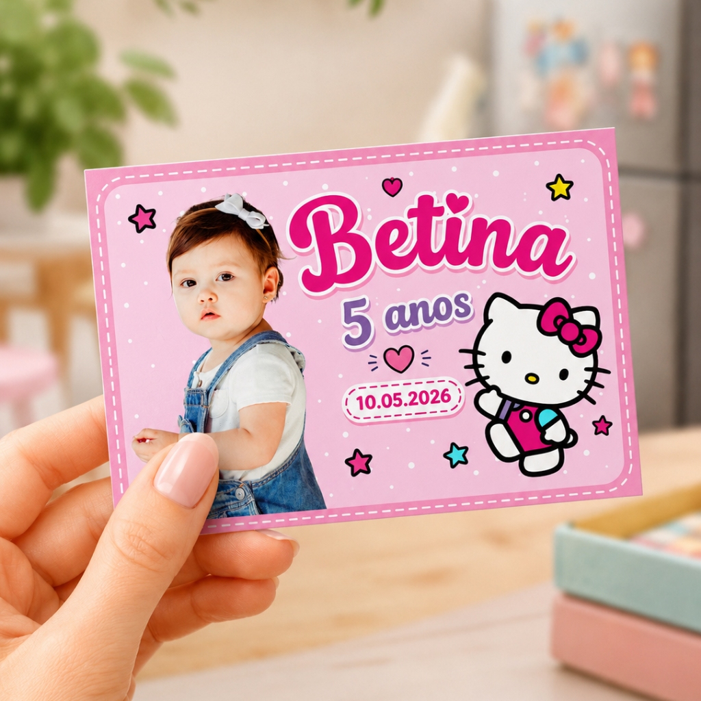 Foto Imã de Geladeira 10x7 - Hello Kitty - Lembrancinha Personalizada Aniversário - Convite