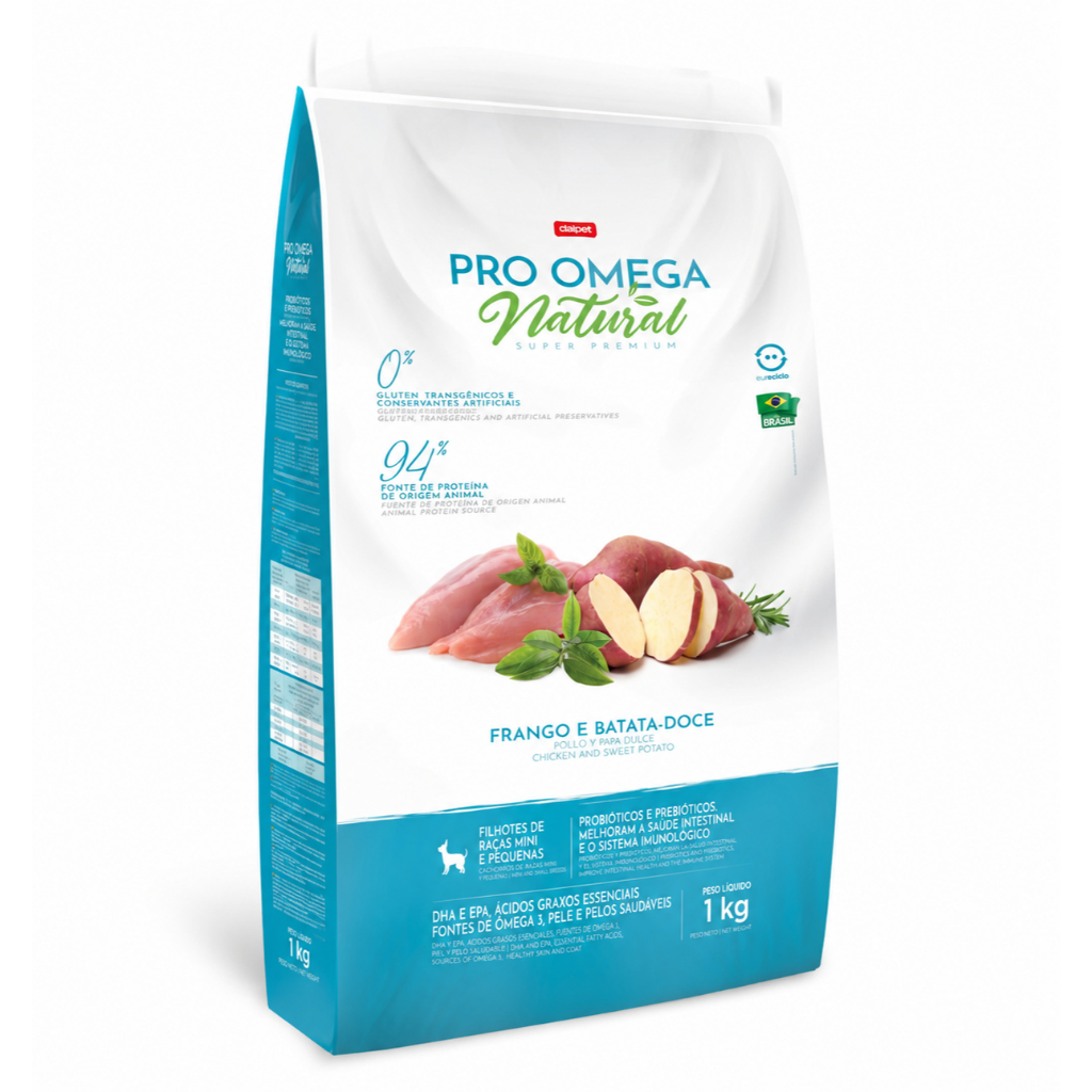 Ração Pro Omega Cães Filhote Natural Raça Pequenas 1 Kg Super premium