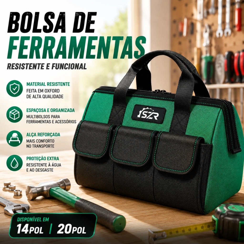 Bolsa de Ferramentas Profissional 14/20 Polegadas Multiuso Caixa de Ferramentas Maleta Organizadora Tecido Resiste