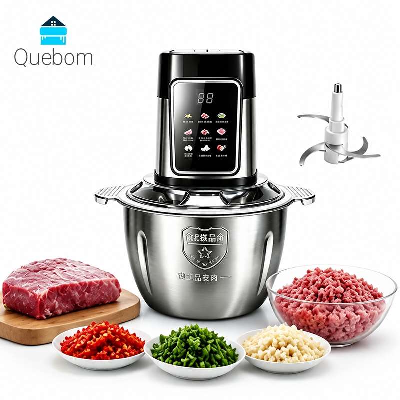 Processador de Alimentos 3L Inox Triturador Elétrico Carne Legumes Temperos 220V