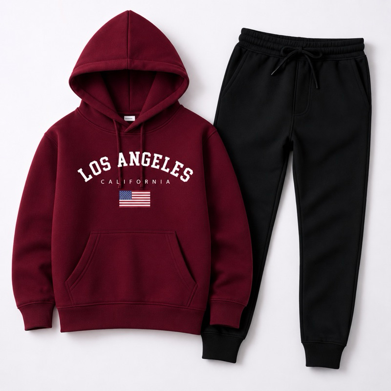 Conjunto Moletom Infantil PREMIUM Flanelado Moletom e Calça Estampado Los Angeles Quentinho Confortável