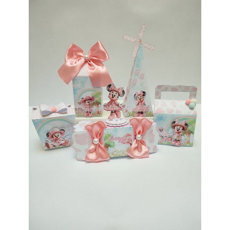 Kit Pegue e Monte Minnie Fazendeira- aniversário infantil- Lembrancinhas Personalizadas- Caixinhas Minnie