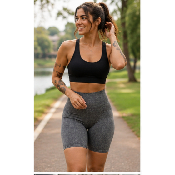 Roupa de academia Feminina Bermuda Suplex Fitness Treino Cintura Alta Anticell Não Transparente short shorts Compressão