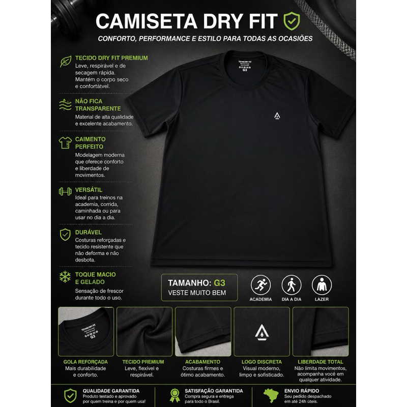 Não é para você 🔥 CAMISETA DRY FIT PREMIUM G3 — CONFORTO, ESTILO E PERFORMANCE NO MESMO PRODUTO 🔥