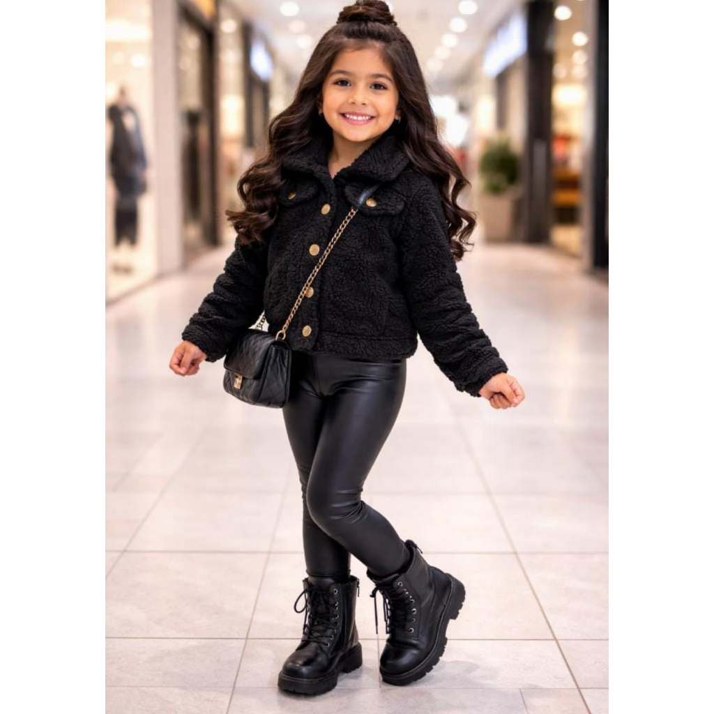 Casaco Teddy Infantil Menina Peluciado Agasalho Inverno Quentinho 2 ao 10