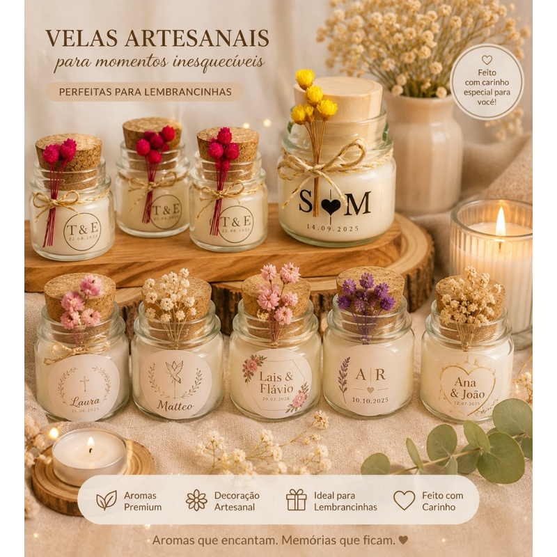 kit vela aromática lembrança 50/80/100