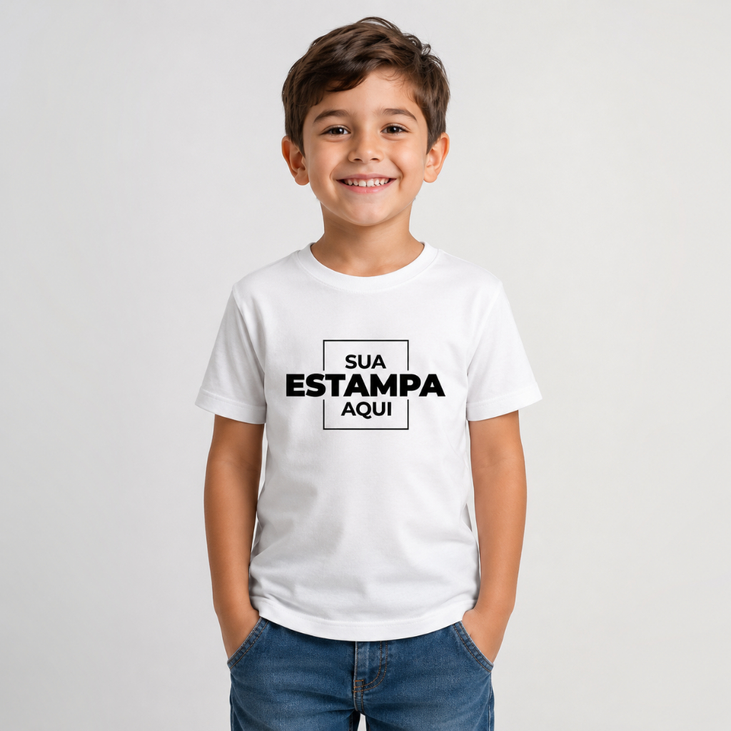Camiseta Infantil Personalizada Menino e Menina Estampada 100% Algodão Criança Desenho